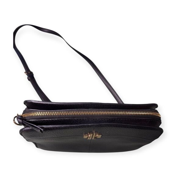 Tory Burch Pebbled Leather Black Crossbody‎ Ivy w/ Gold Chain Accents - Picture 4 of 8